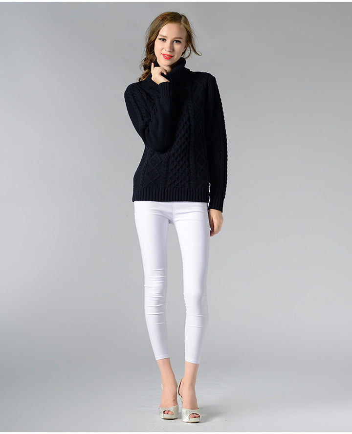 Drune | Damen Rollkragenpullover mit langen Ärmeln und Kabelstrick