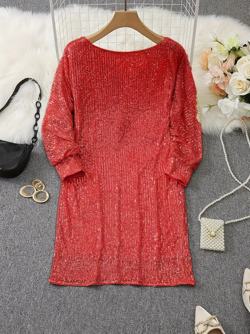 Drune | Party Paillettenkleid mit Kontrast
