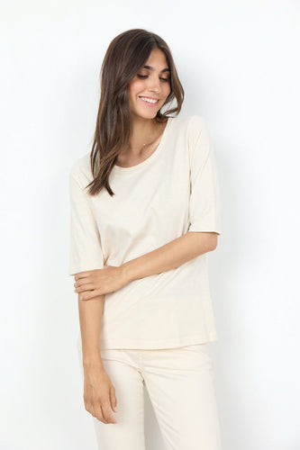 Drune T-Shirt mit längeren Ärmeln in Creme