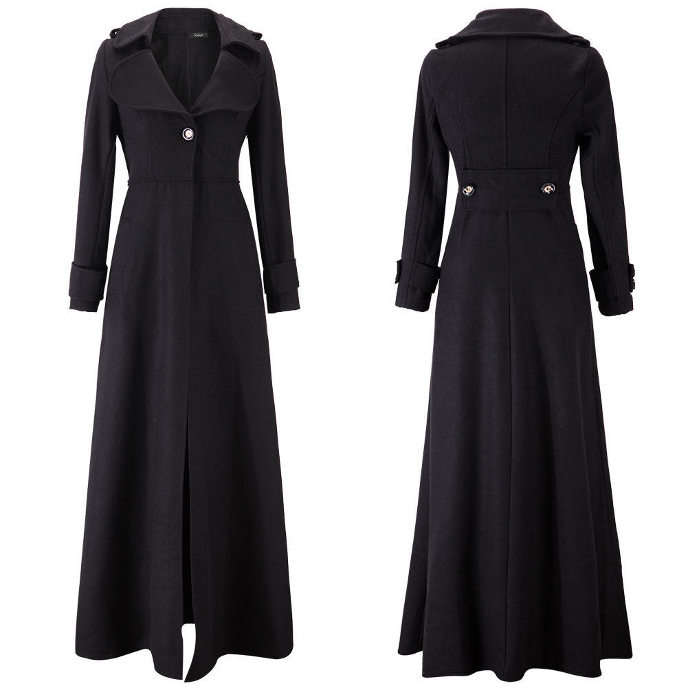 Damen eleganter Maxikleid-Mantel mit tailliertem Schnitt und hochwertiger Verarbeitung Drune