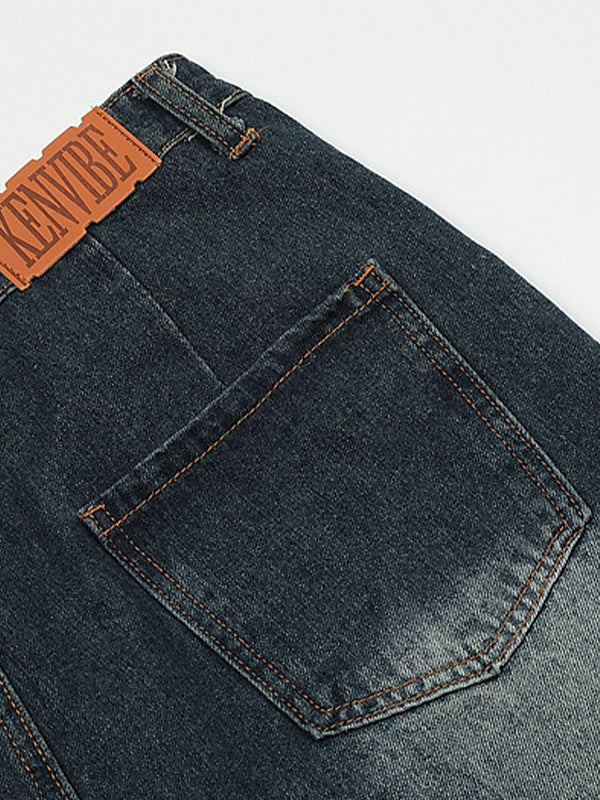 Drune | Baggy Sternmuster Patchwork Jeansshorts