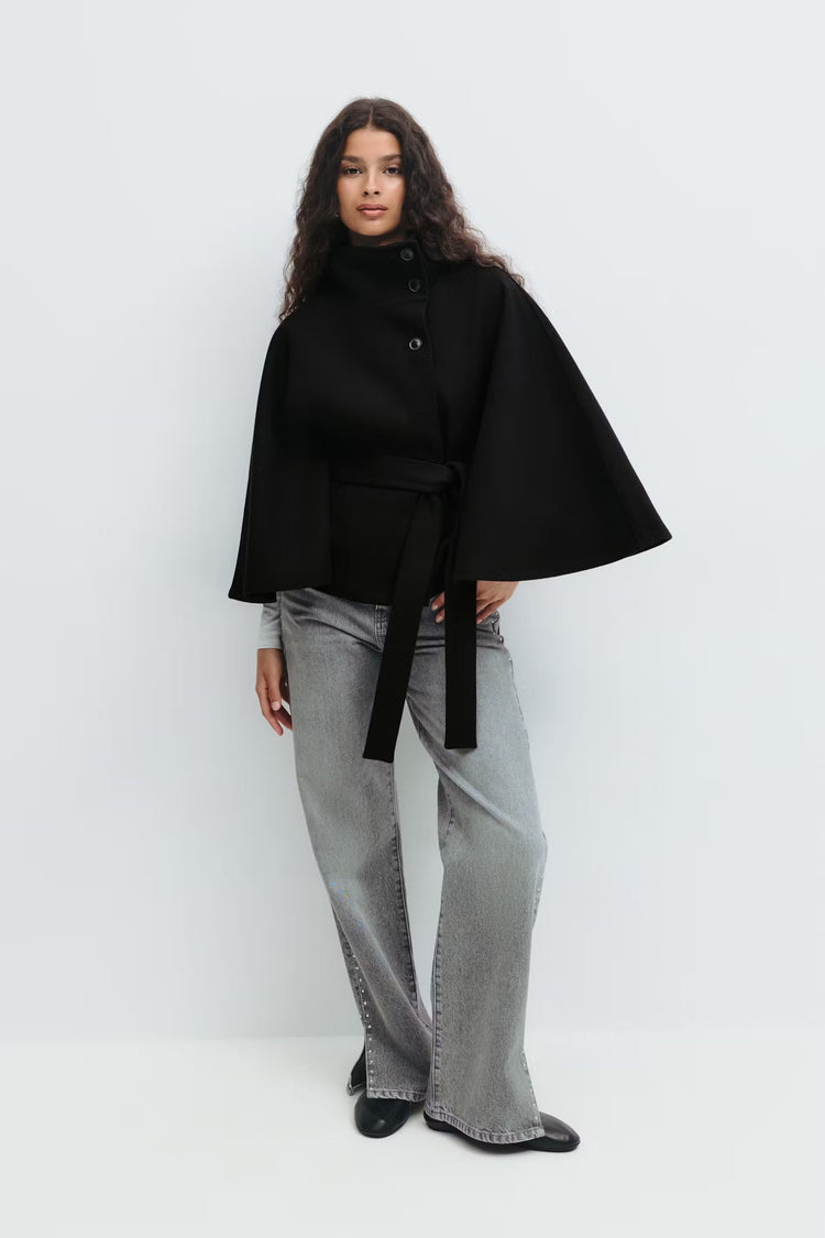 Drune | Hoher Kragen Gürtelmantel Elegante Minimalistische Oberbekleidung