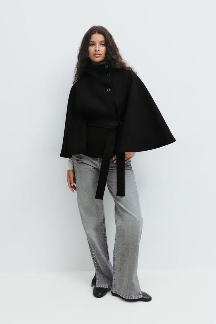 Drune | Hoher Kragen Gürtelmantel Elegante Minimalistische Oberbekleidung