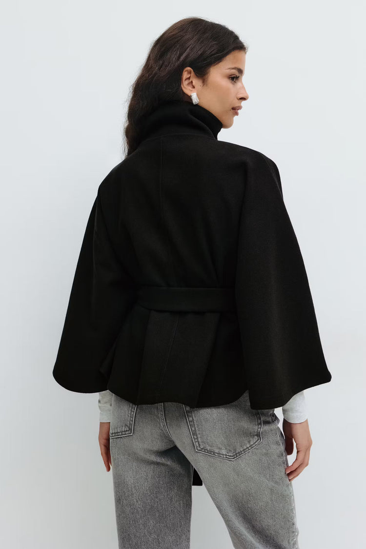Drune | Hoher Kragen Gürtelmantel Elegante Minimalistische Oberbekleidung