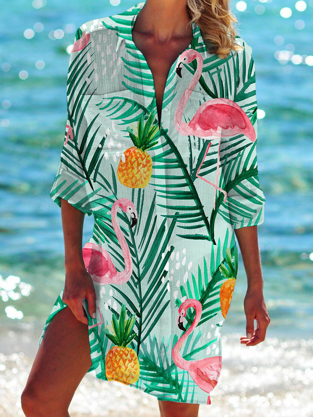 Drune | Bikini Jacke Shirt Badeanzug Strickjacke Damenbekleidung Druck Urlaub Strandshirt