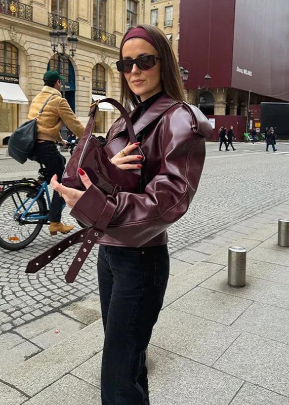 Drune | Revers Kunstlederjacke