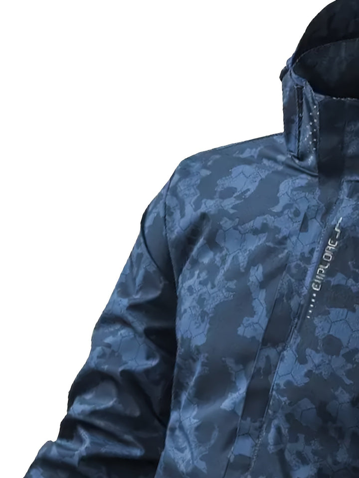 Drune | Tarnmuster Kapuzen-Windbreaker-Outdoorjacke Für Frühling Für Herren - Perfekt für Outdoor-Aktivitäten im Frühling
