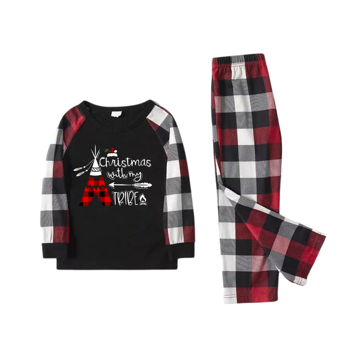 Drune | "Weihnachten Mit Meinem Stamm" Muster Ⅱ - Rot&Schwarz&Weiß Karierte Passende Pyjamas