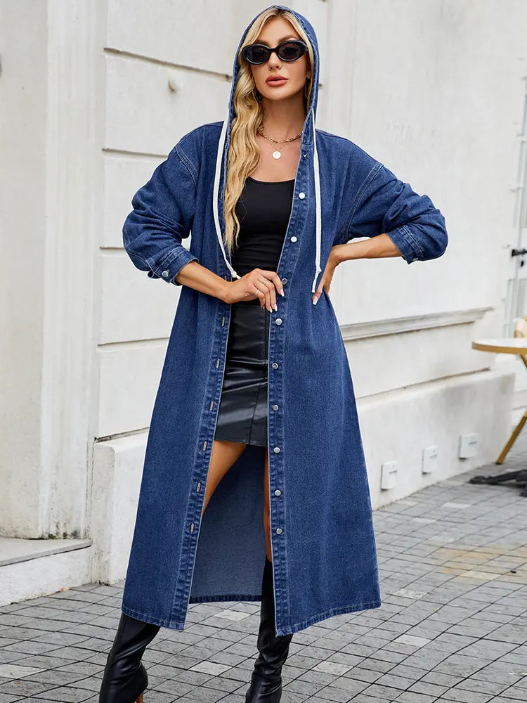 Drune | Damen Lange Denim Trenchcoat