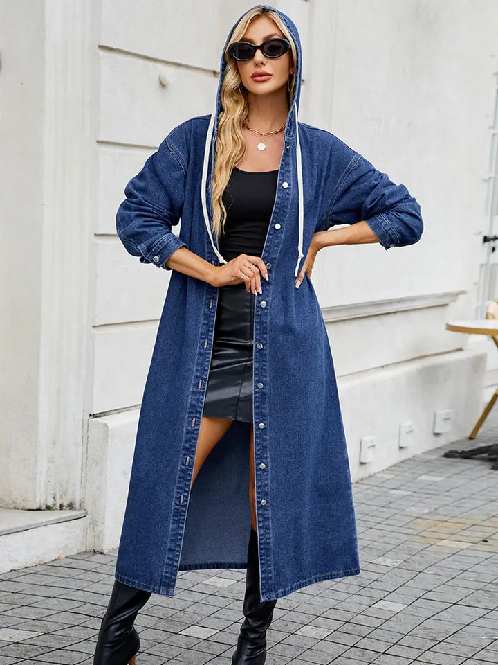 Drune | Damen Lange Denim Trenchcoat