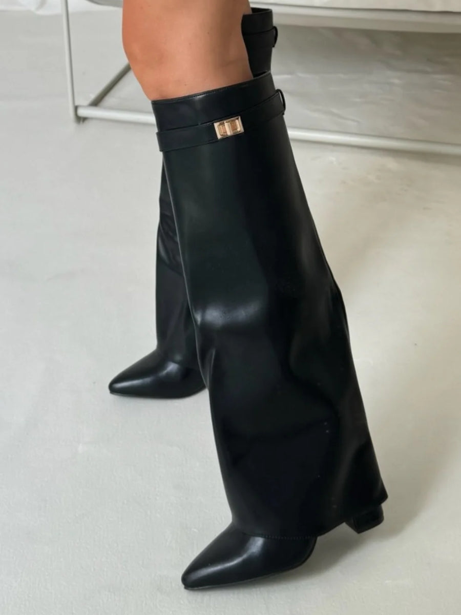 Drune | Elegante Damenstiefel Aus Hochwertigem Suede Mit Goldenen Akzenten