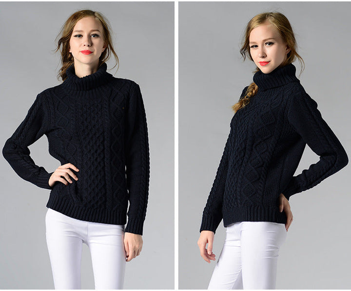 Drune | Damen Rollkragenpullover mit langen Ärmeln und Kabelstrick