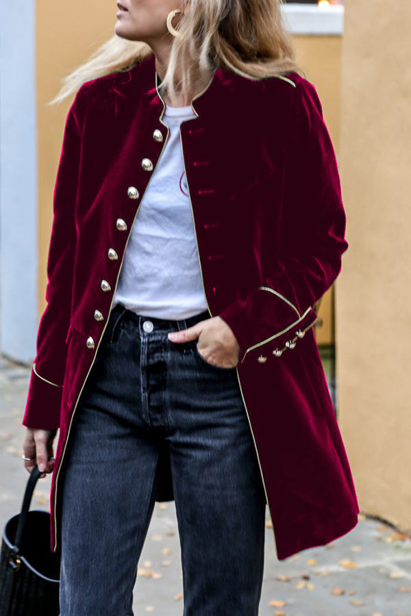 Drune | Samt Patchwork Mehrknopf Damenjacke