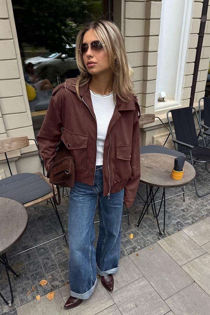 Drune | Passform Braun Wildlederjacke