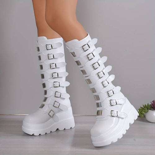 Drune | Trendy Stiefel Auf Plattform mit Schnallen