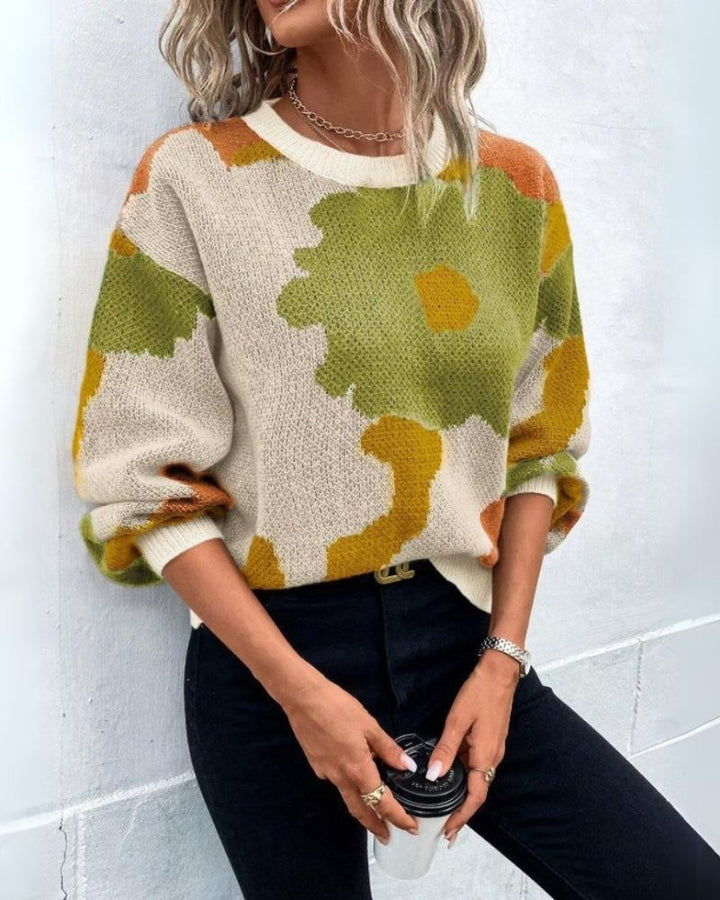 Drune | Strickpullover mit Abstraktem Floral-Muster