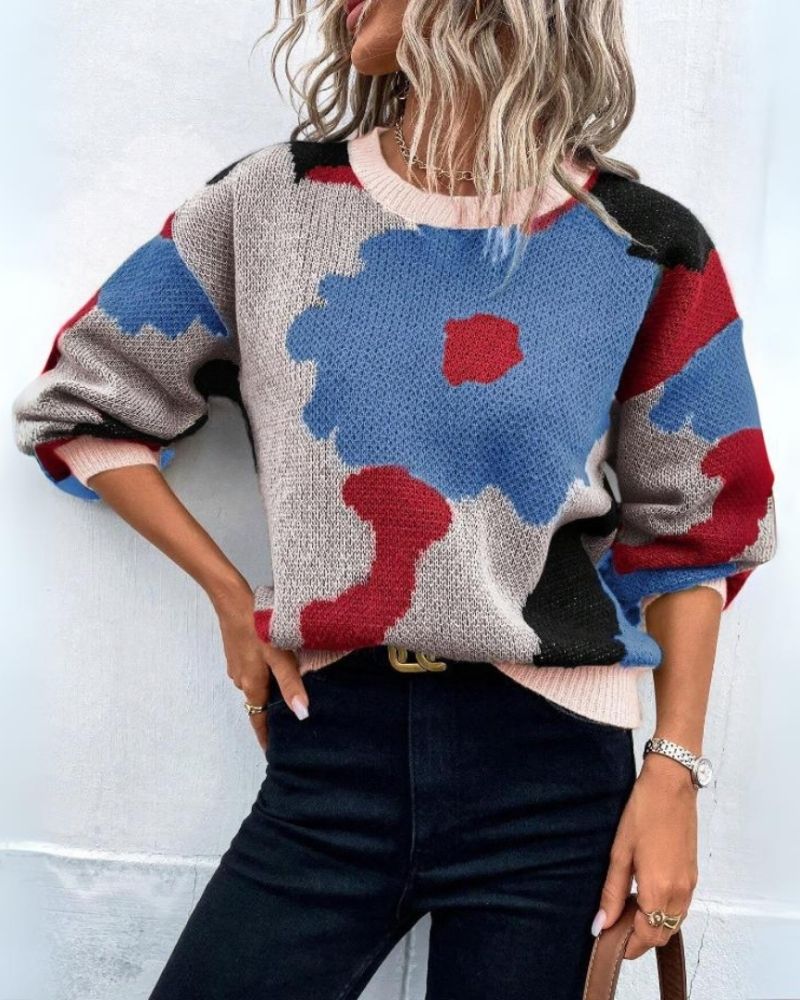 Drune | Strickpullover mit Abstraktem Floral-Muster
