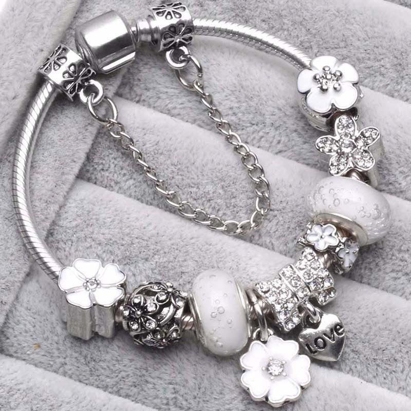 DrunePfirsichblüten Charme Armband