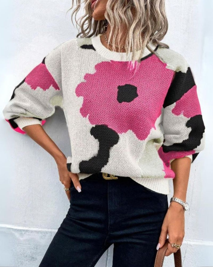 Drune | Strickpullover mit Abstraktem Floral-Muster