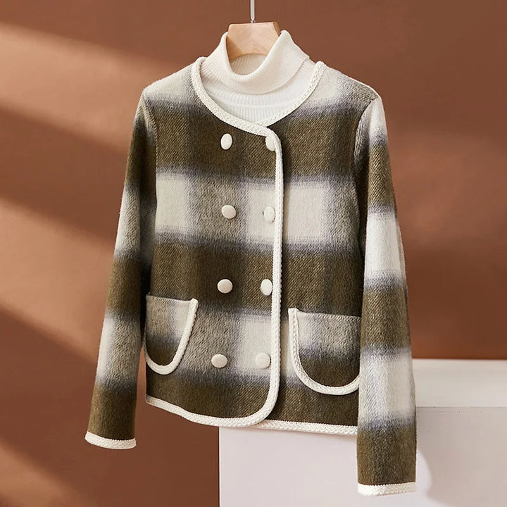Drune | Strickjacke Doppelreiher Strukturierte Details Weicher Gewebter Stoff Klassischer Stil