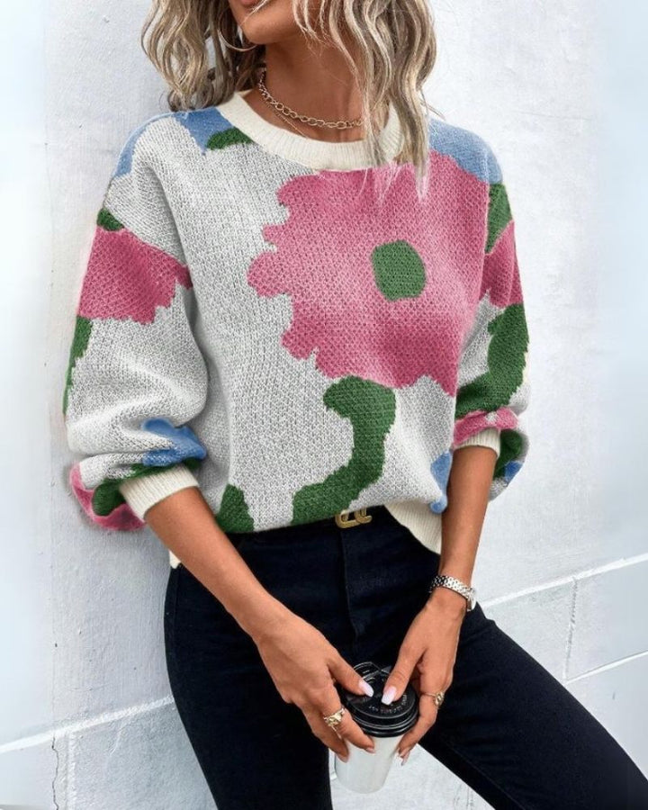 Drune | Strickpullover mit Abstraktem Floral-Muster