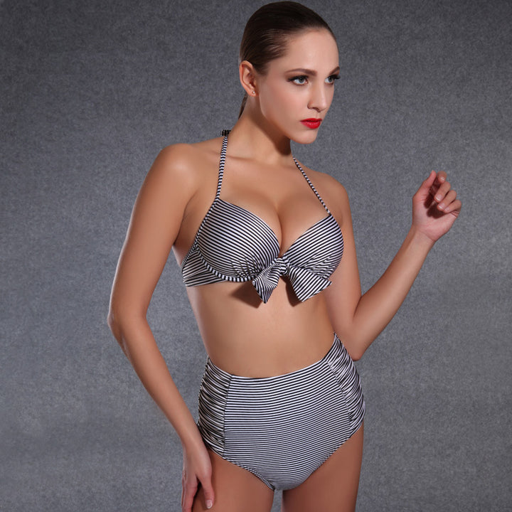 Damen Hochgeschnittener Bikini mit verspieltem Schleifendetail Drune