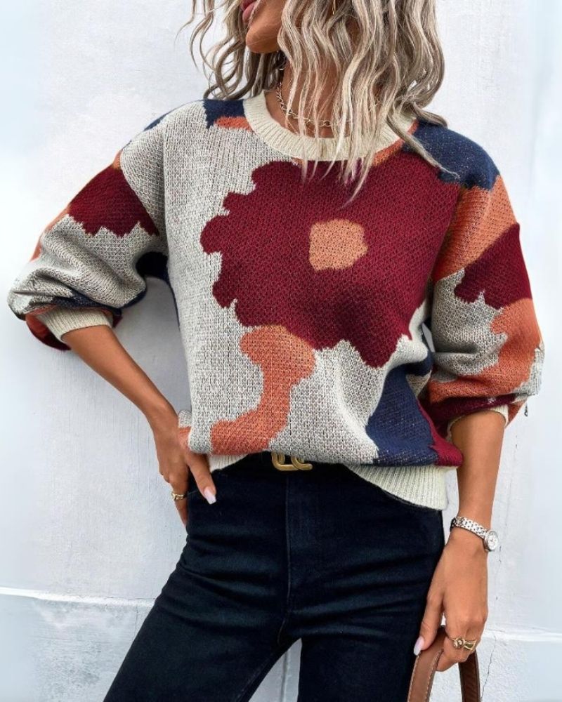 Drune | Strickpullover mit Abstraktem Floral-Muster