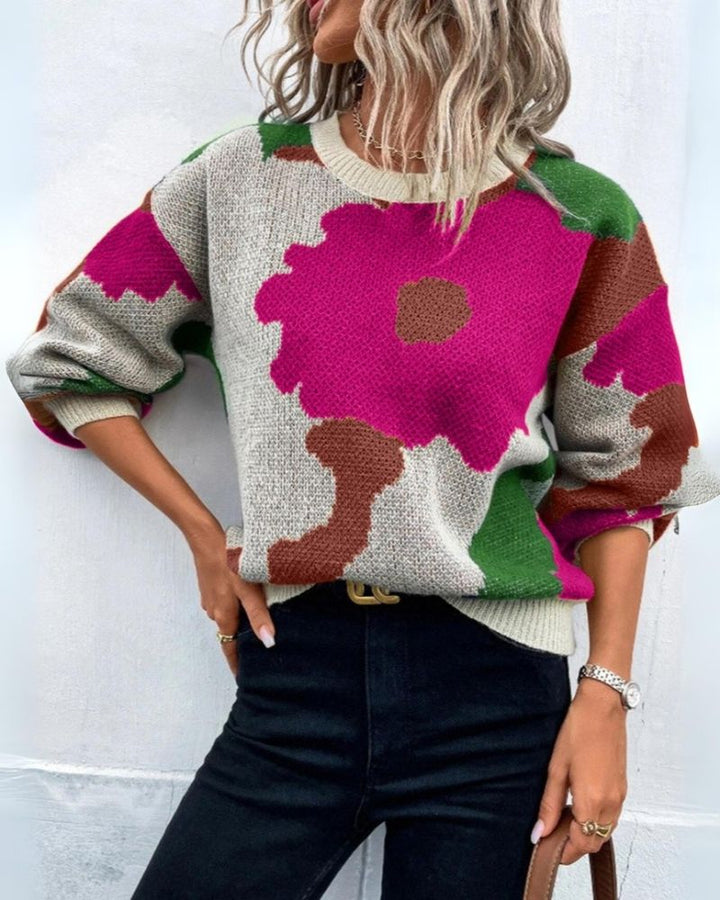 Drune | Strickpullover mit Abstraktem Floral-Muster