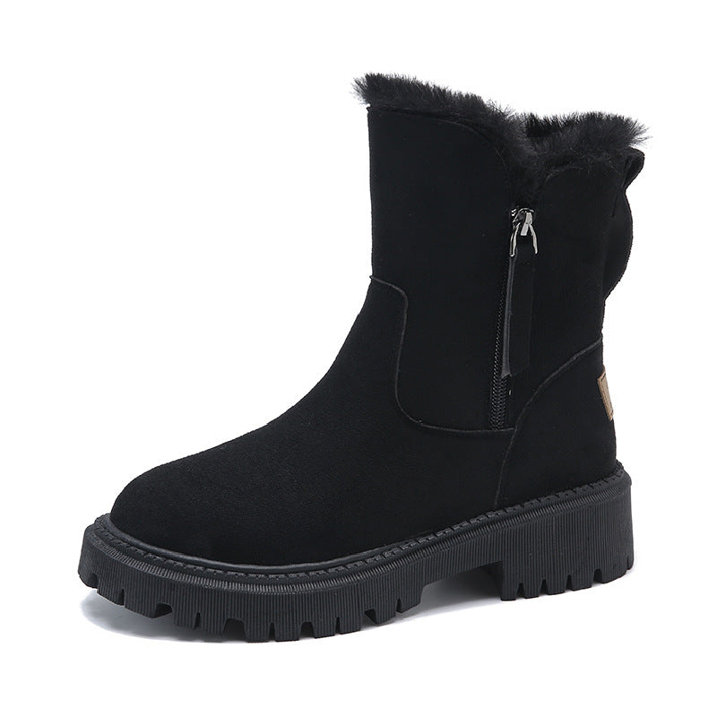 Drune | Schicke Ankle Boots mit Wildlederoptik und kuscheligem Fellfutter