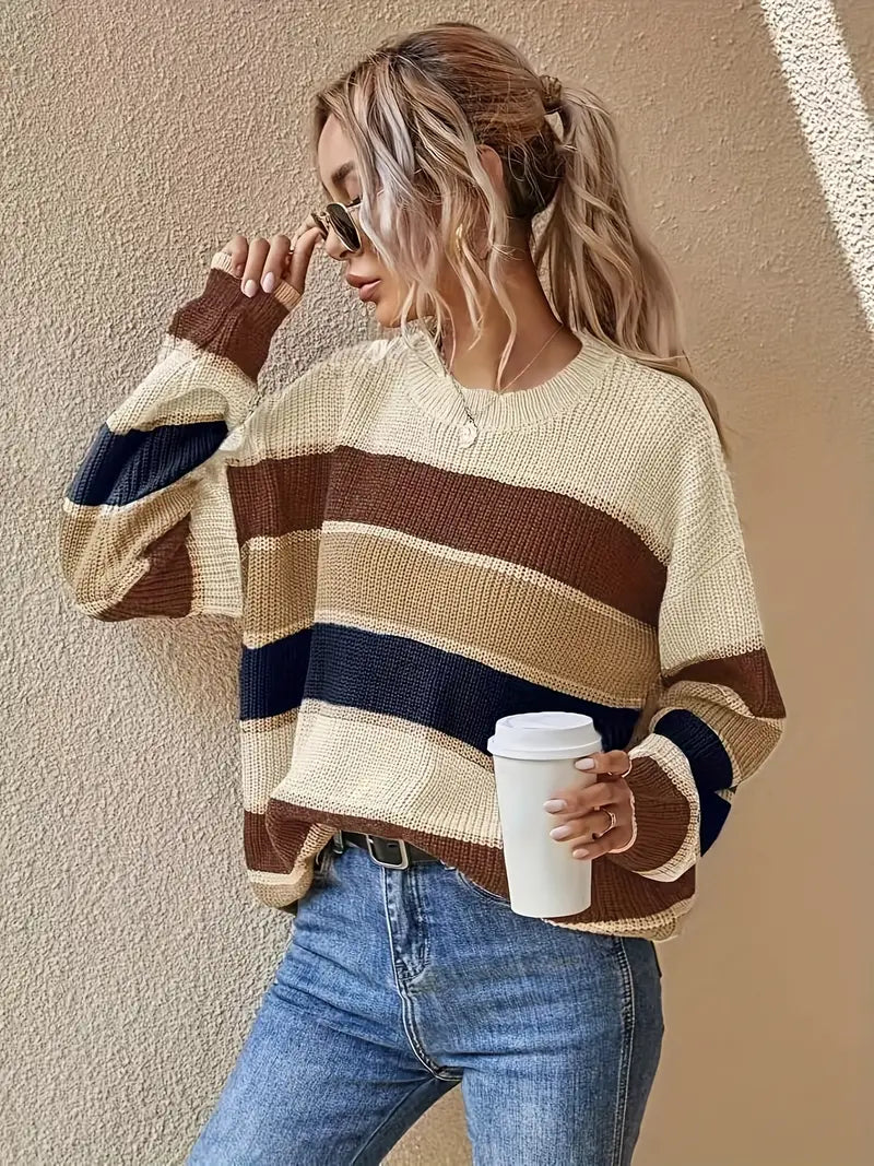 Drune | Farbblock Rundhalsausschnitt Pullover