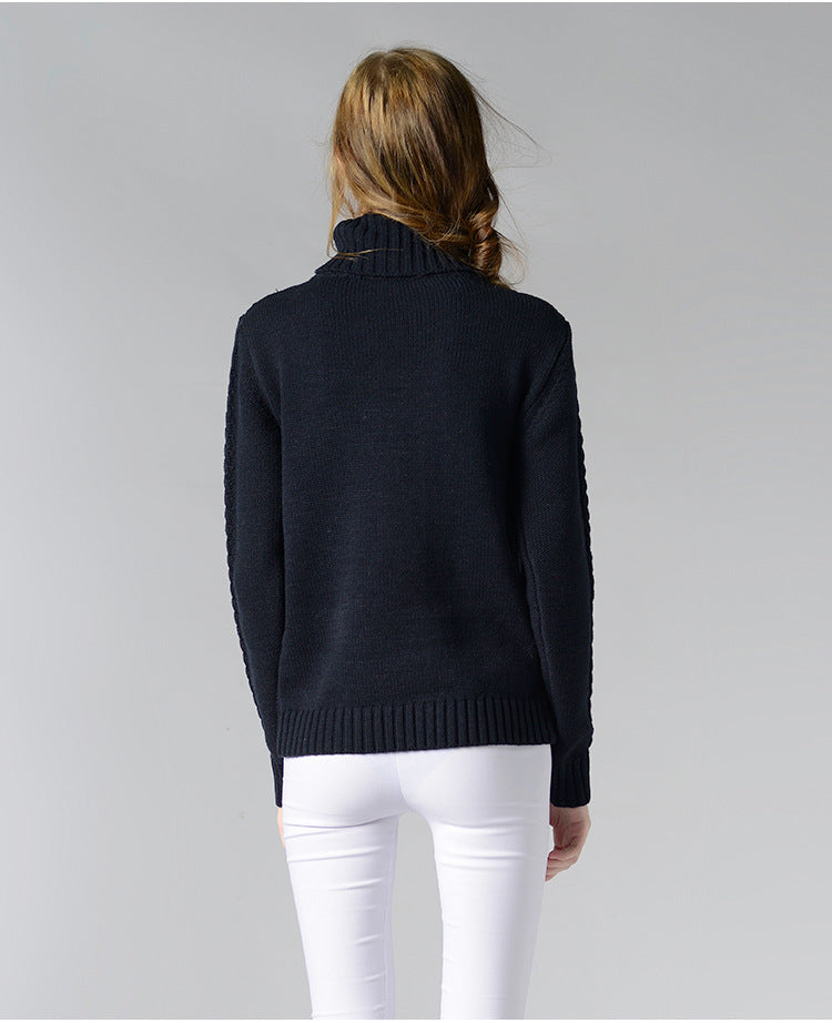 Drune | Damen Rollkragenpullover mit langen Ärmeln und Kabelstrick