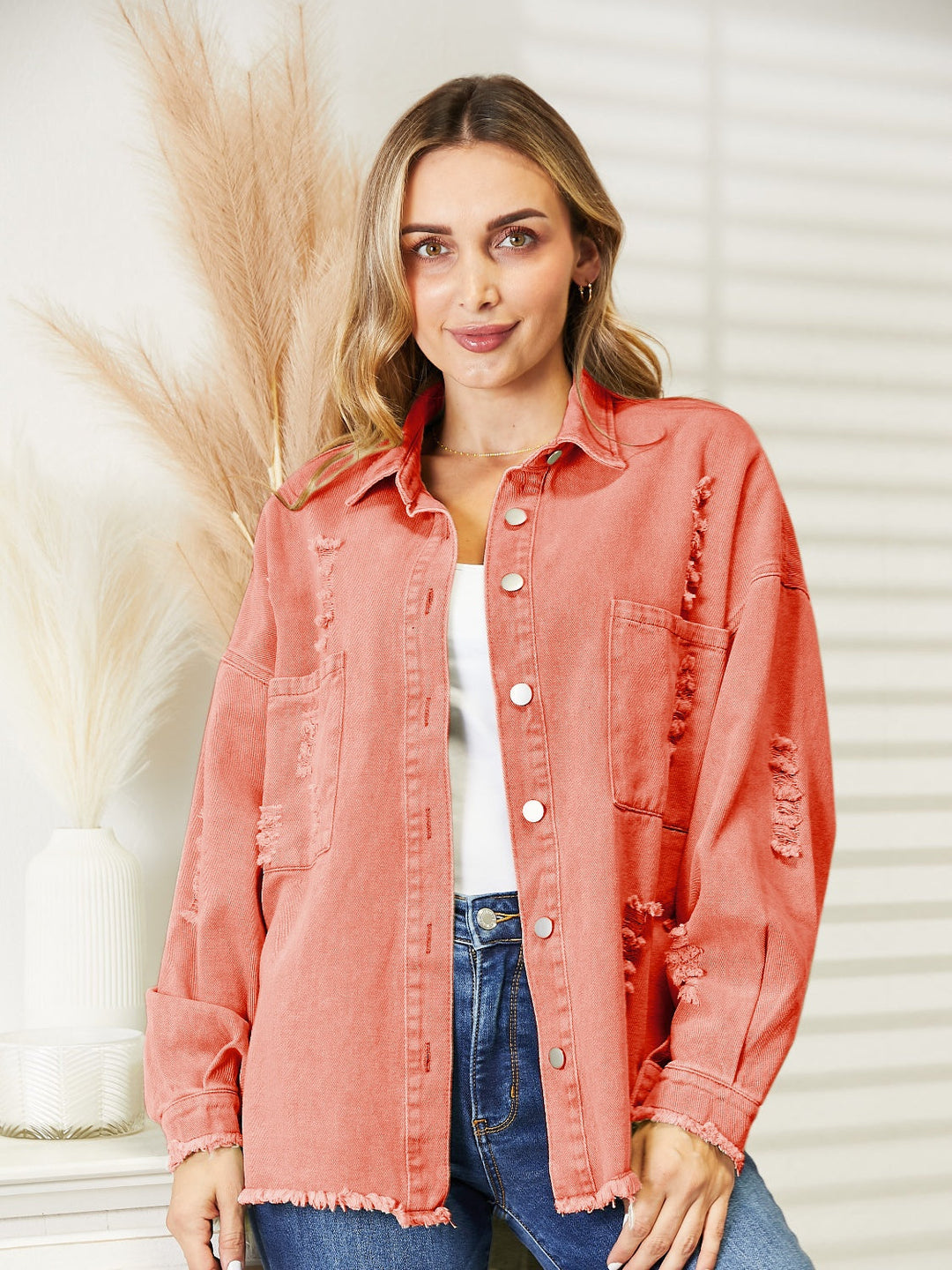 Drune | Zerrissene Rohsaum-Denimjacke