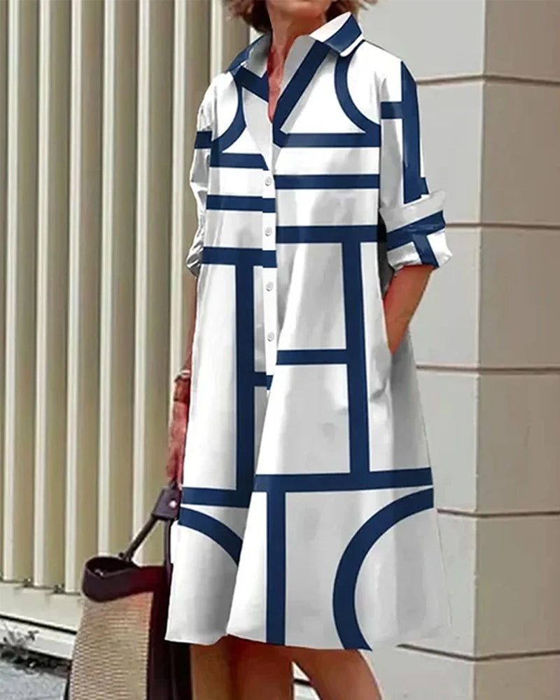 Drune | Kleid mit Taschen und Geometrischem Druck
