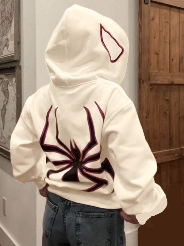 Drune | Hoodie mit Reißverschluss und Spinnenprint