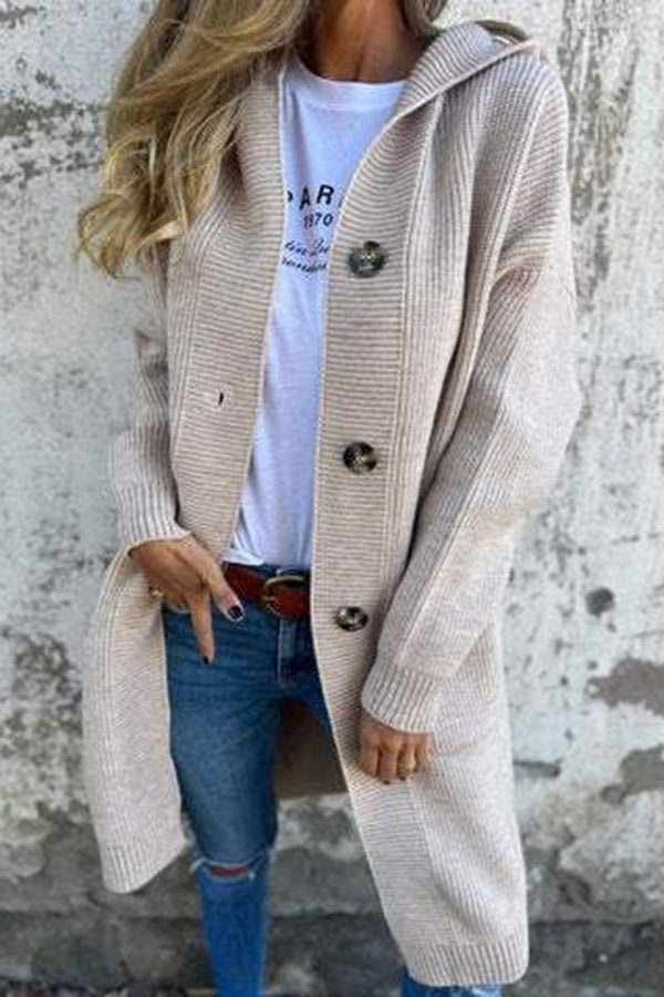Drune | Lässiger Herbst Strickcardigan mit Kapuze für Frauen