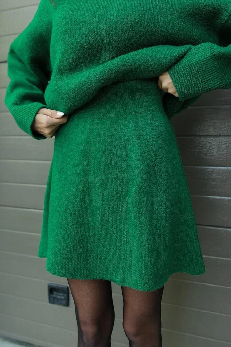 Drune | Strick Zweiteiler - Überdimensional Pullover & Minirock - Herbst Outfit