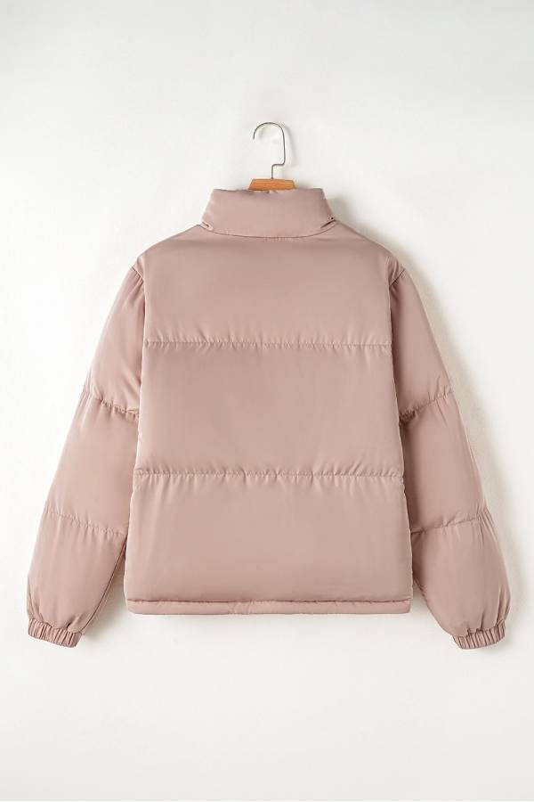Drune | Rosa Volle Reißverschluss Gesteppt Pufferjacke