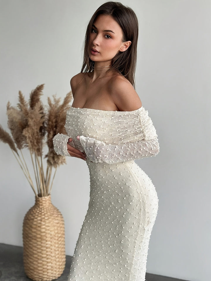 Abendkleid Glitzernd Schulter Pailletten