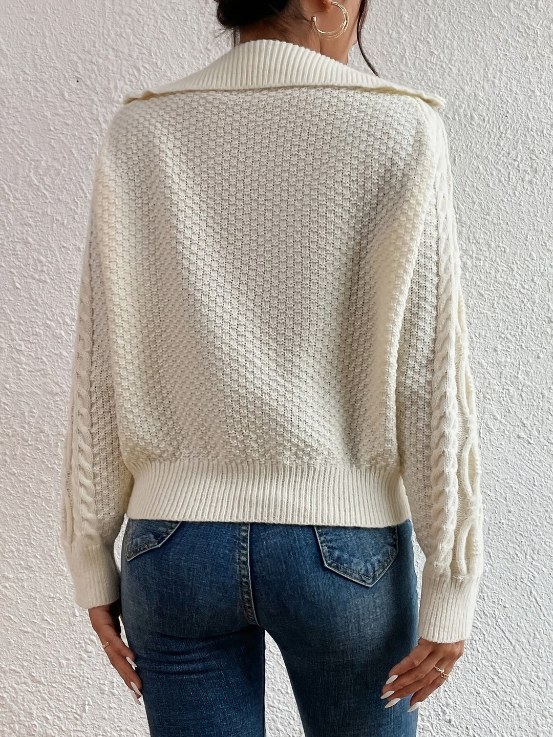 Drune | Kabelstrickpullover mit Reißverschlusskragen