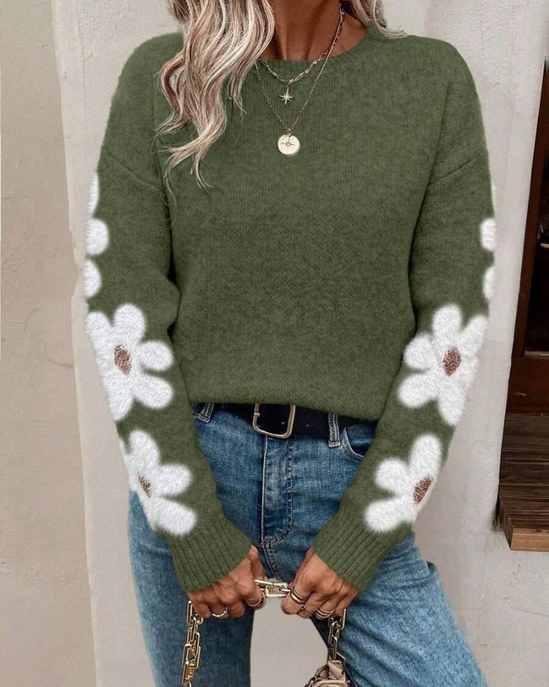 Drune | Strickpullover mit Floralem Muster