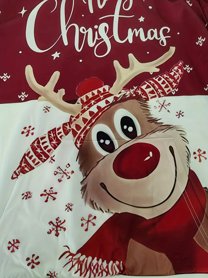 Drune | Hoodie mit Weihnachtsdruck Polyester Frohe Weihnachten Rentier Design