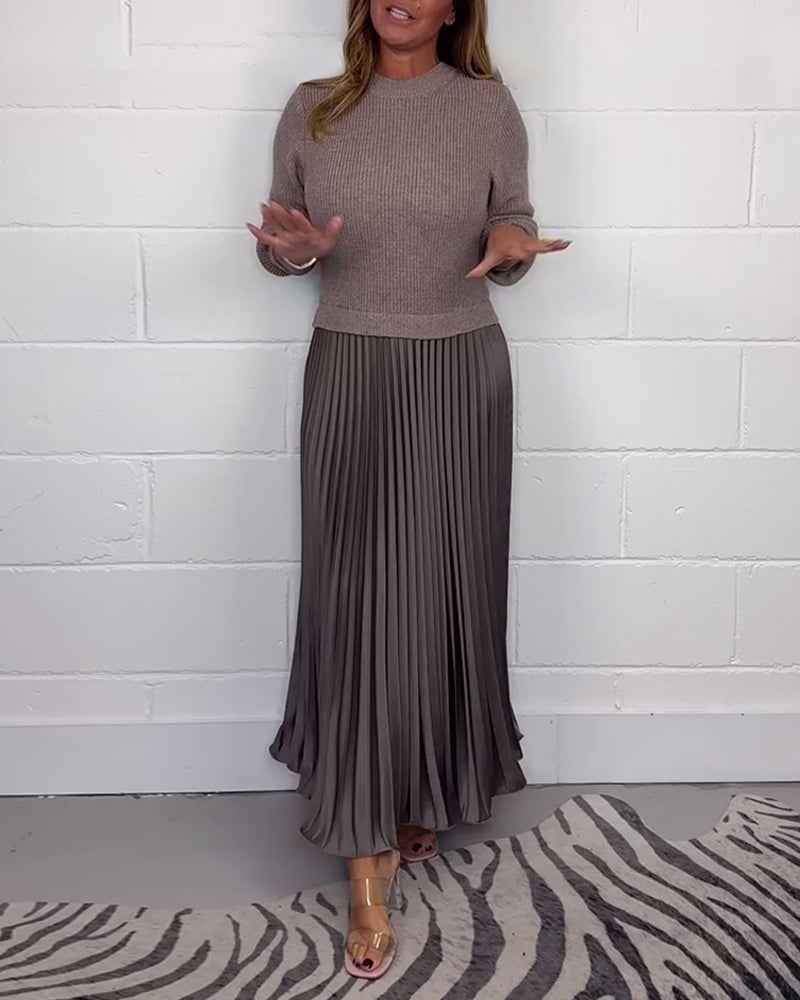 Drune | Lässiges Kontrastfarbenes Kleid mit Patchwork und Plissee