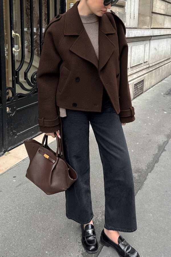 Drune | Revers Temperament Doppelreiher Haar Wolljacke