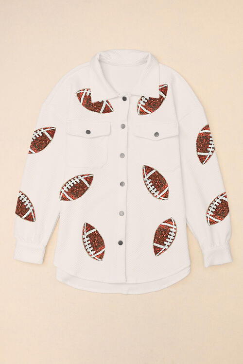 Drune | Pailletten Fußball Patches Kragen Snaps Knopf Jacke
