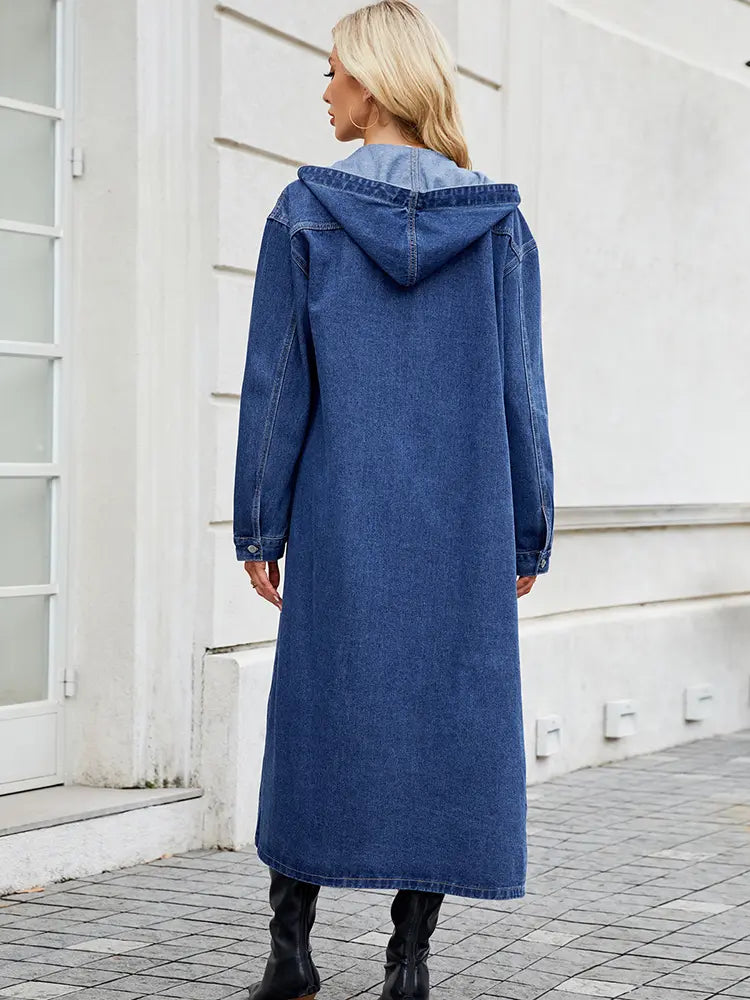 Drune | Damen Lange Denim Trenchcoat