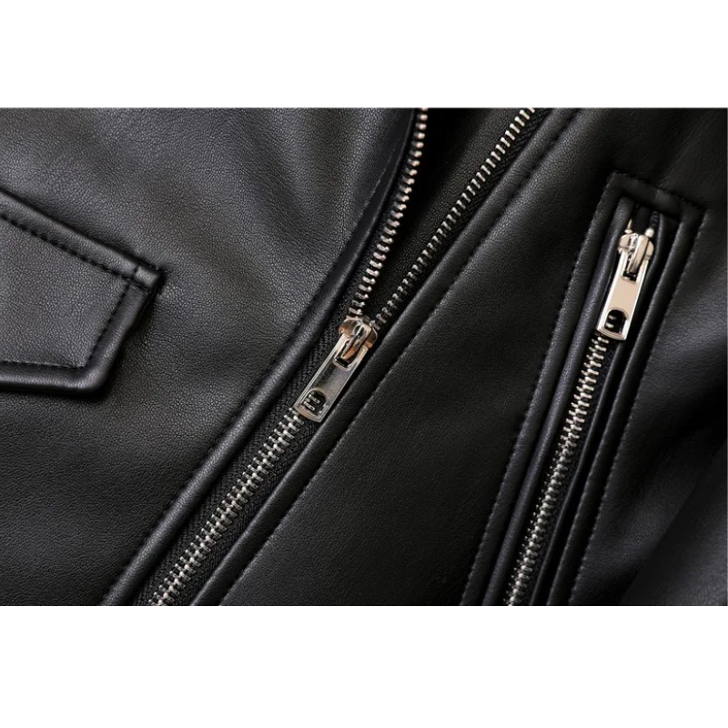 Drune | Damen-Biker-Lederjacke mit Reißverschlüssen und Gürtel
