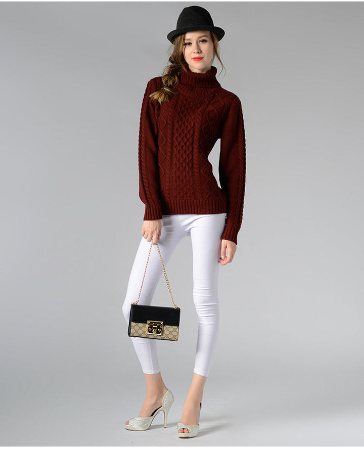 Drune | Damen Rollkragenpullover mit langen Ärmeln und Kabelstrick