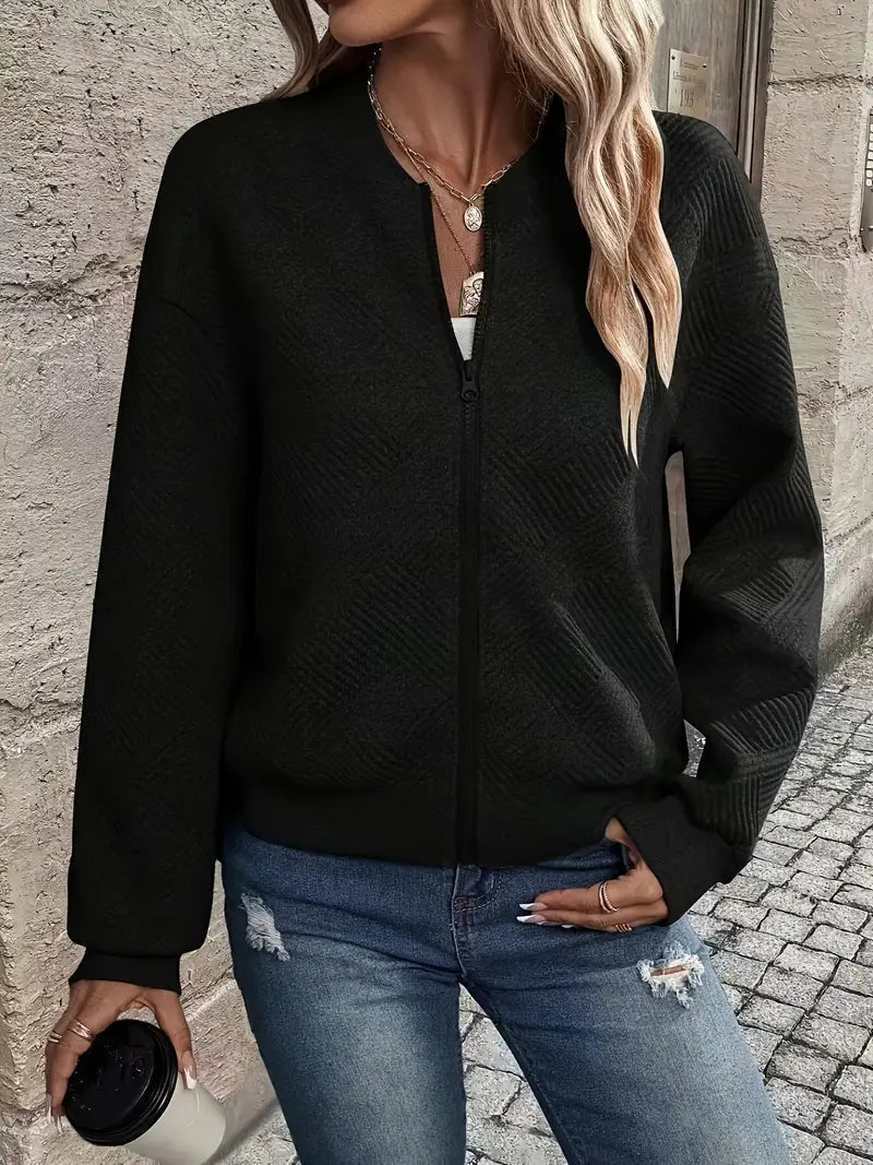 Drune | Cardigan - Damen Herbst Zip-Up Texturierter Cardigan mit Rippbund