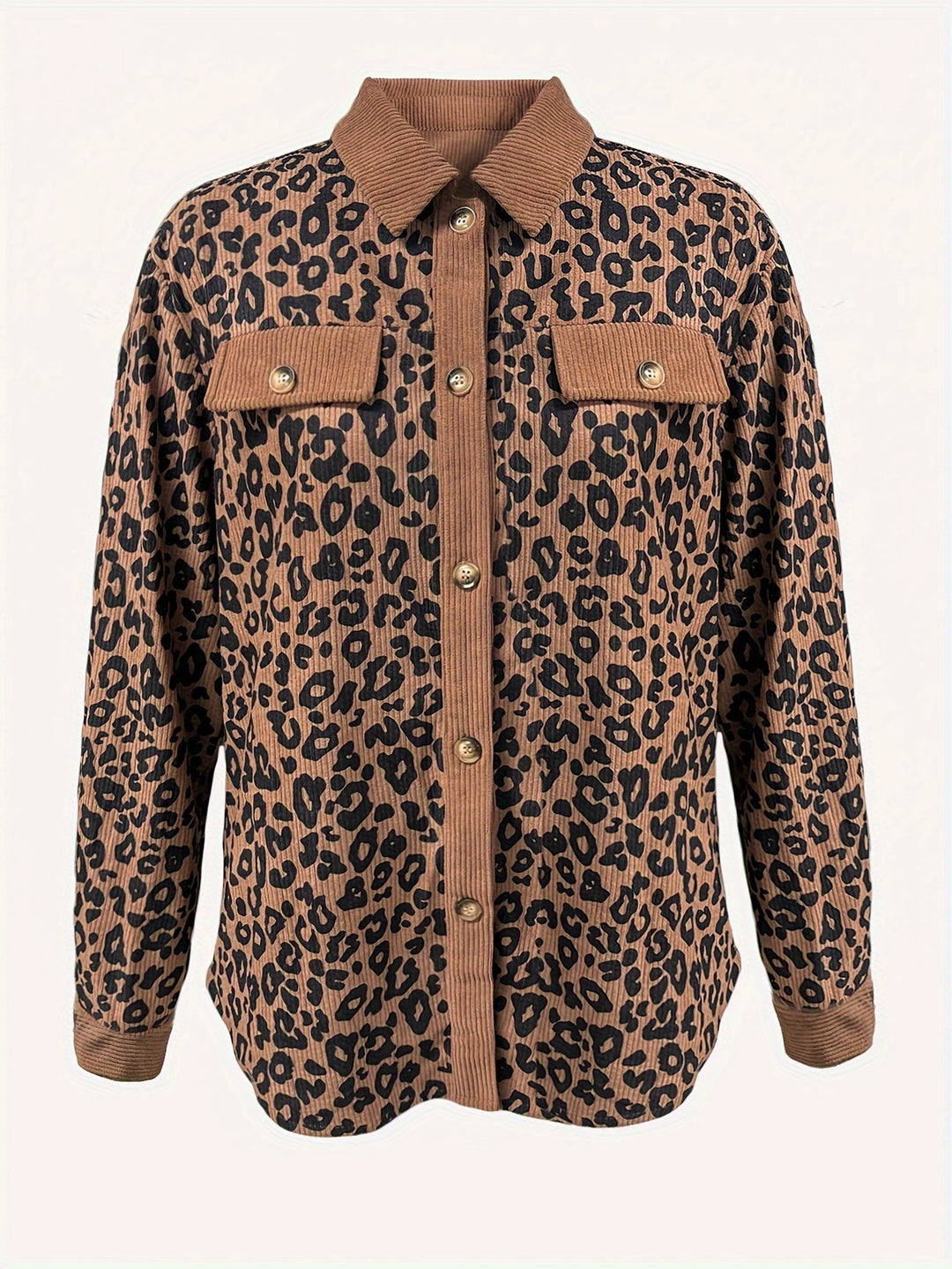 Drune | Leopardenmuster Langhe Hemdbluse Polyester Stilvoll und Trendy