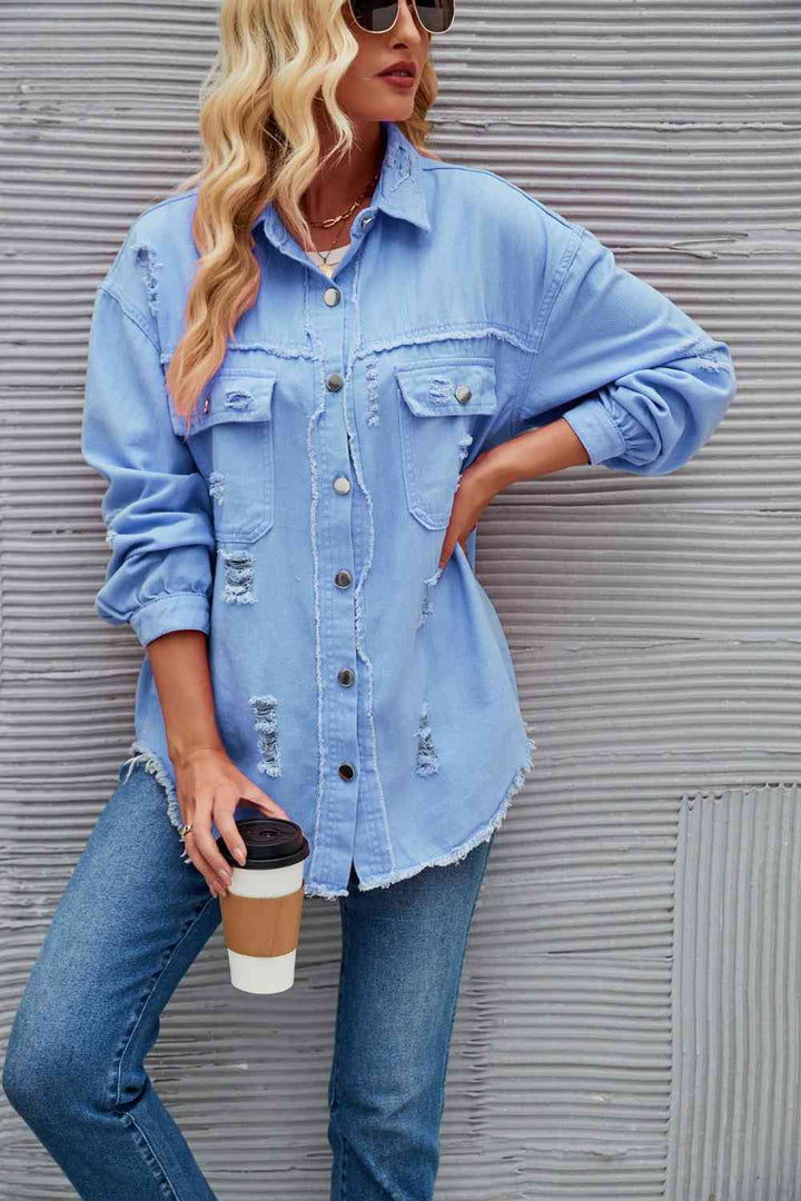 Drune | Zerrissene Rohsaum-Denimjacke